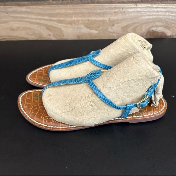 Sam Edelman BlueThong Sandals Flats 8 Gigi T-Strap Turquoise Sling Back Summer - Picture 2 of 9